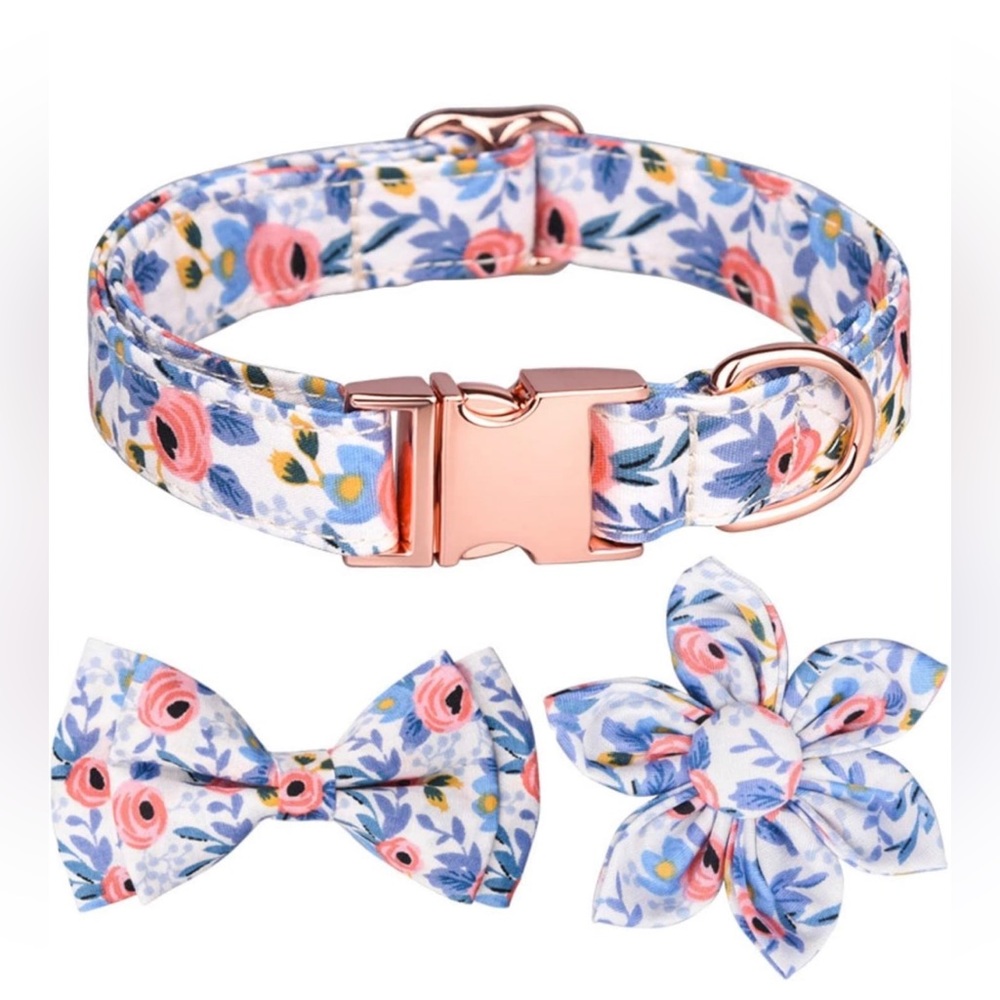 🐾New 3pcs Floral Bow Flower Adjustable Collar Pet Dog Cat Spring Design 🌸🌼